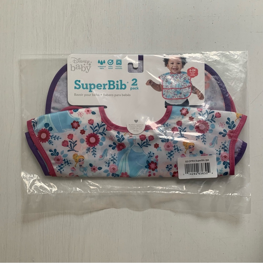 Bumkins Disney Princess Cinderella & Mermaid 2pk Baby Bibs
